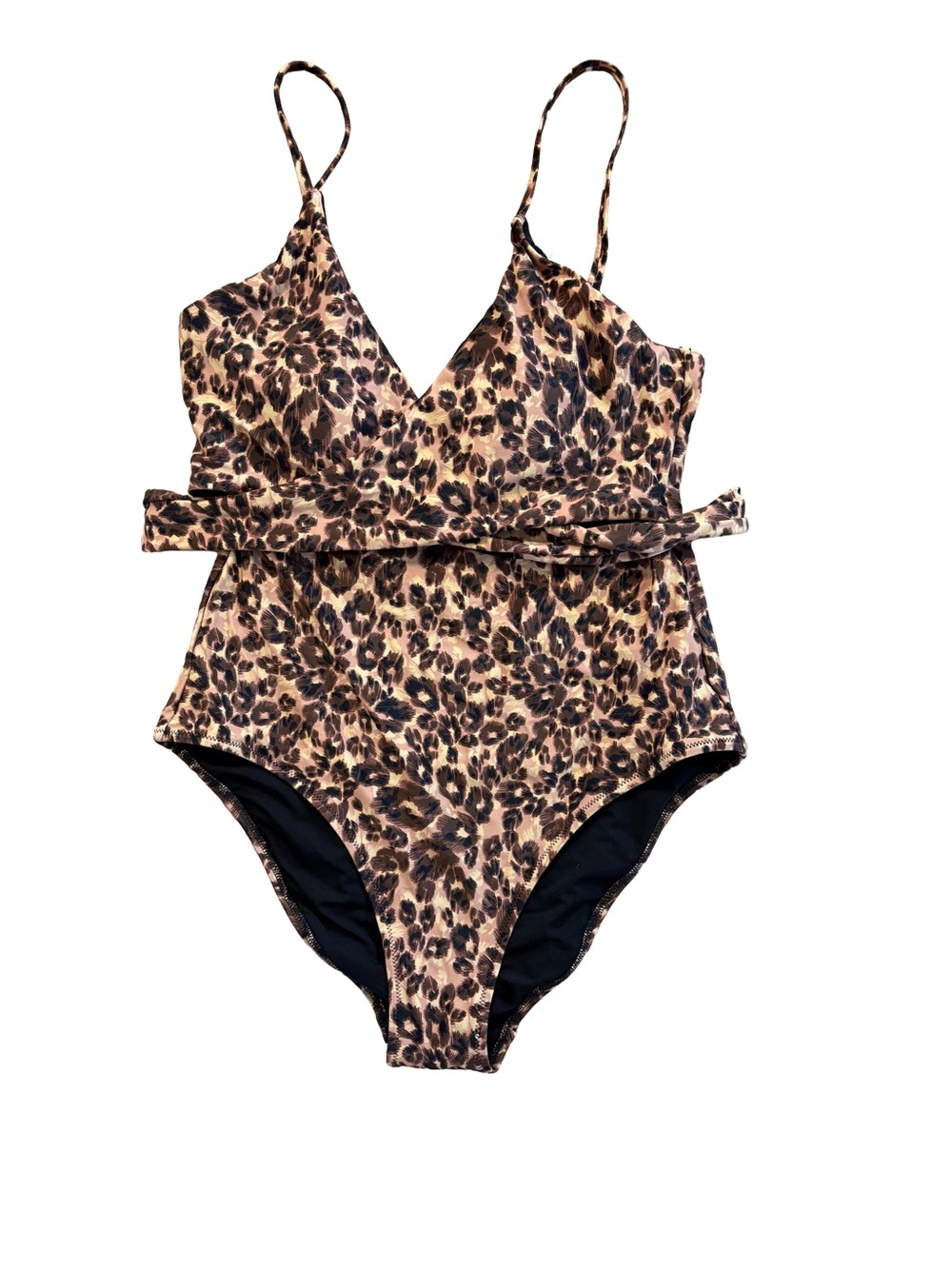 aerie Leopard-Print One-Piece Wrap Swimsuit in Brown and Black - Picture 4 of 6